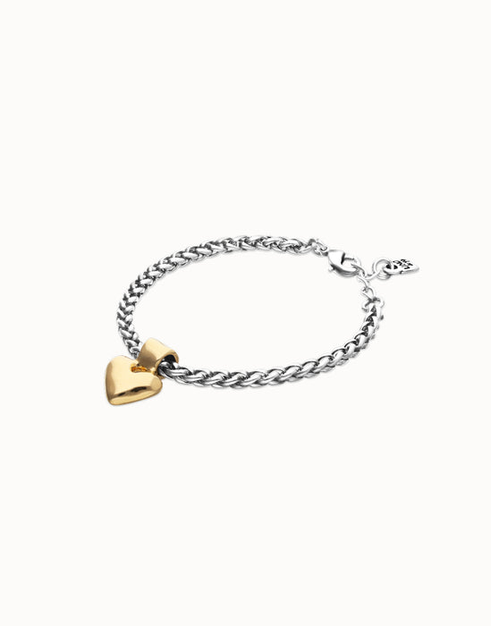 UNOde50 Chain Bracelet with Small Gold Heart Detail