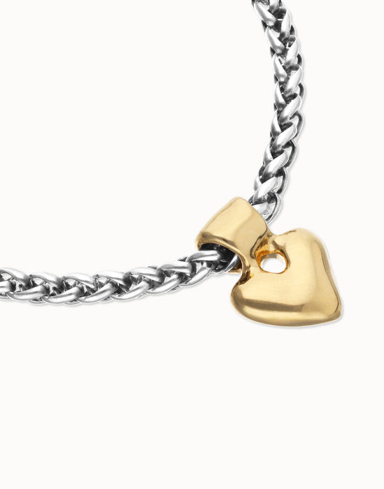 UNOde50 Chain Bracelet with Small Gold Heart Detail