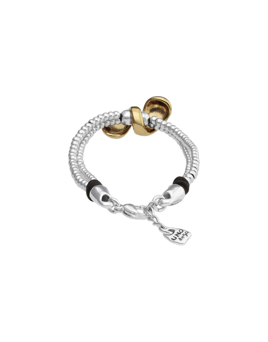 UNOde50 Bracelet Axis Double-strand Bracelet with Lobster Clasp and Two Drops