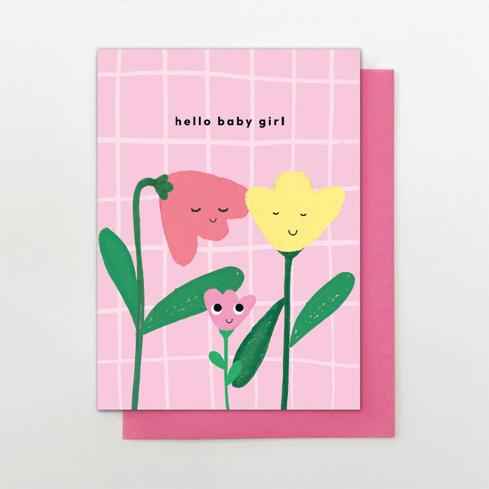 Stop the Clock Baby Girl Flowers Card