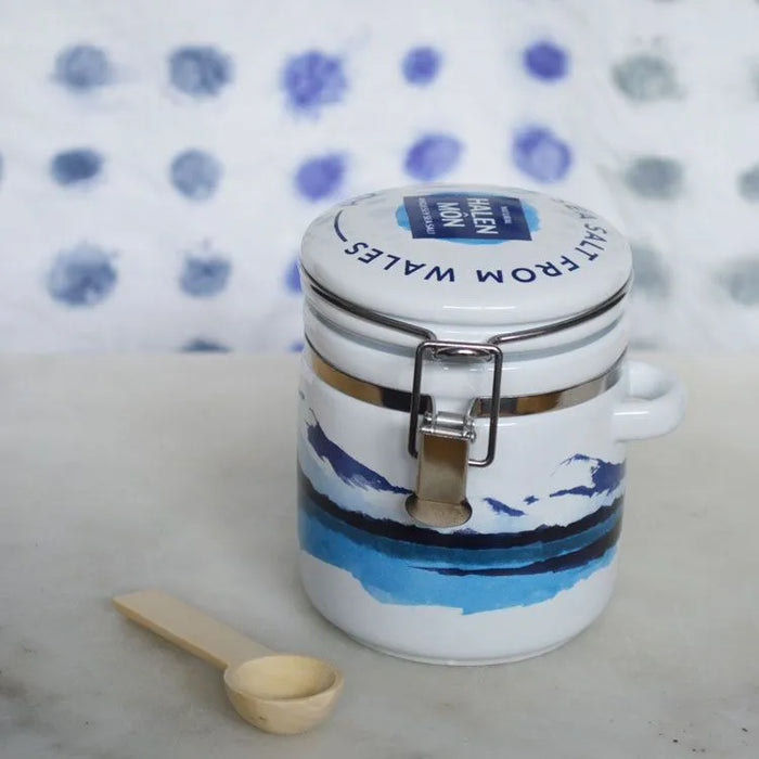 Halen Mon Watercolour Ceramic Jar with 100g Pure Sea Salt