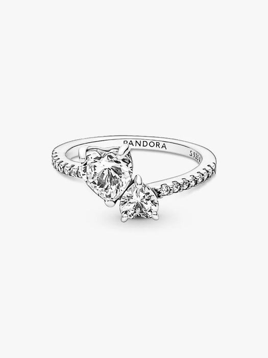 Pandora Double Heart Sparkling Ring Sterling Silver