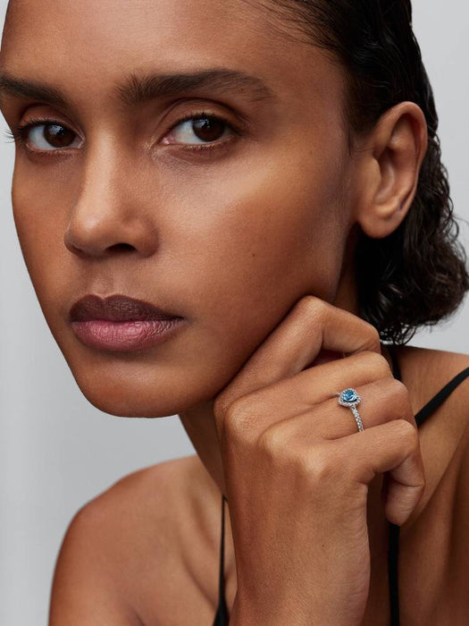 Pandora Elevated Light Blue Heart Ring Sterling Silver