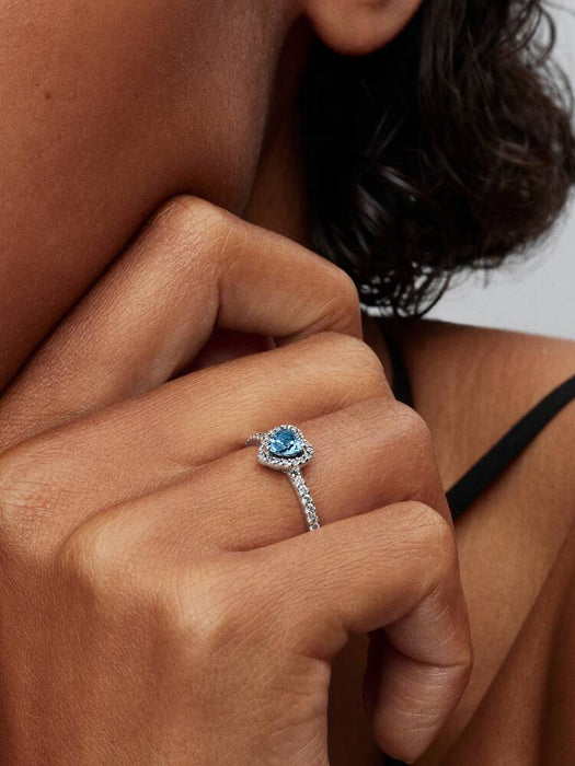 Pandora Elevated Light Blue Heart Ring Sterling Silver