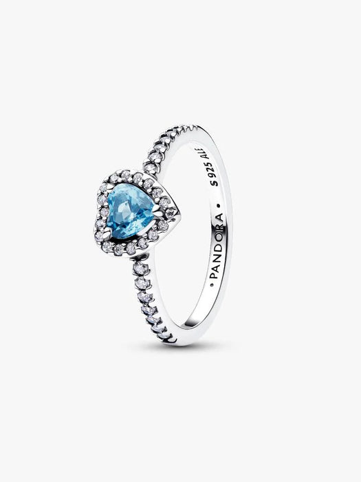 Pandora Elevated Light Blue Heart Ring Sterling Silver