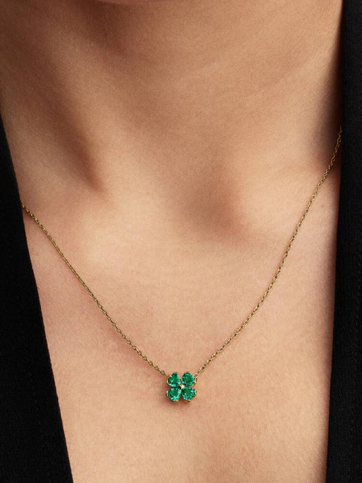 Pandora Green Lucky Clover Pendant Necklace 14k Gold Plating