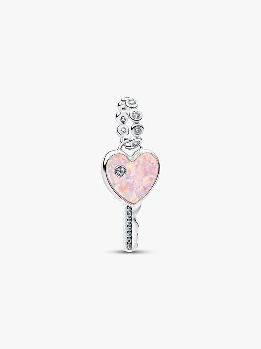 Pandora Opalescent Heart Key Dangle Charm Sterling Silver