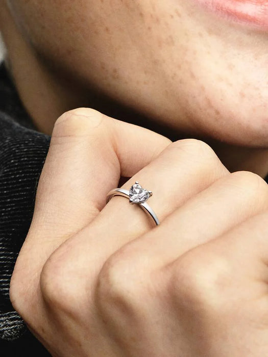 Pandora Sparkling Heart Solitaire Ring Sterling Silver