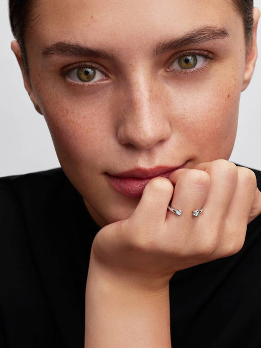 Pandora Talisman Sterling Silver Lab-Grown Diamond Heart & Star Open Ring Sterling Silver