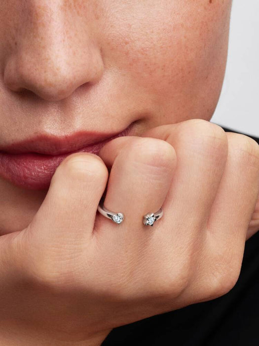 Pandora Talisman Sterling Silver Lab-Grown Diamond Heart & Star Open Ring Sterling Silver