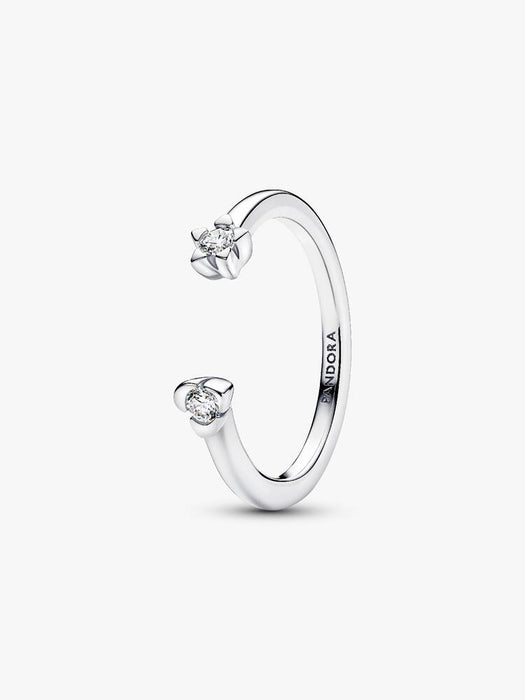 Pandora Talisman Sterling Silver Lab-Grown Diamond Heart & Star Open Ring Sterling Silver