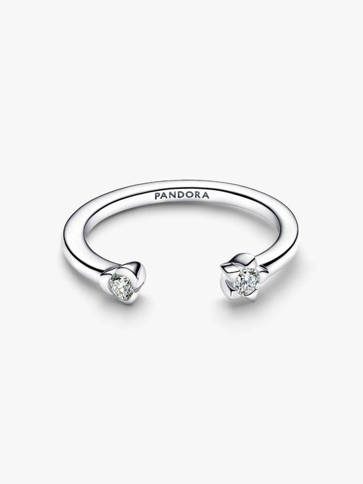 Pandora Talisman Sterling Silver Lab-Grown Diamond Heart & Star Open Ring Sterling Silver