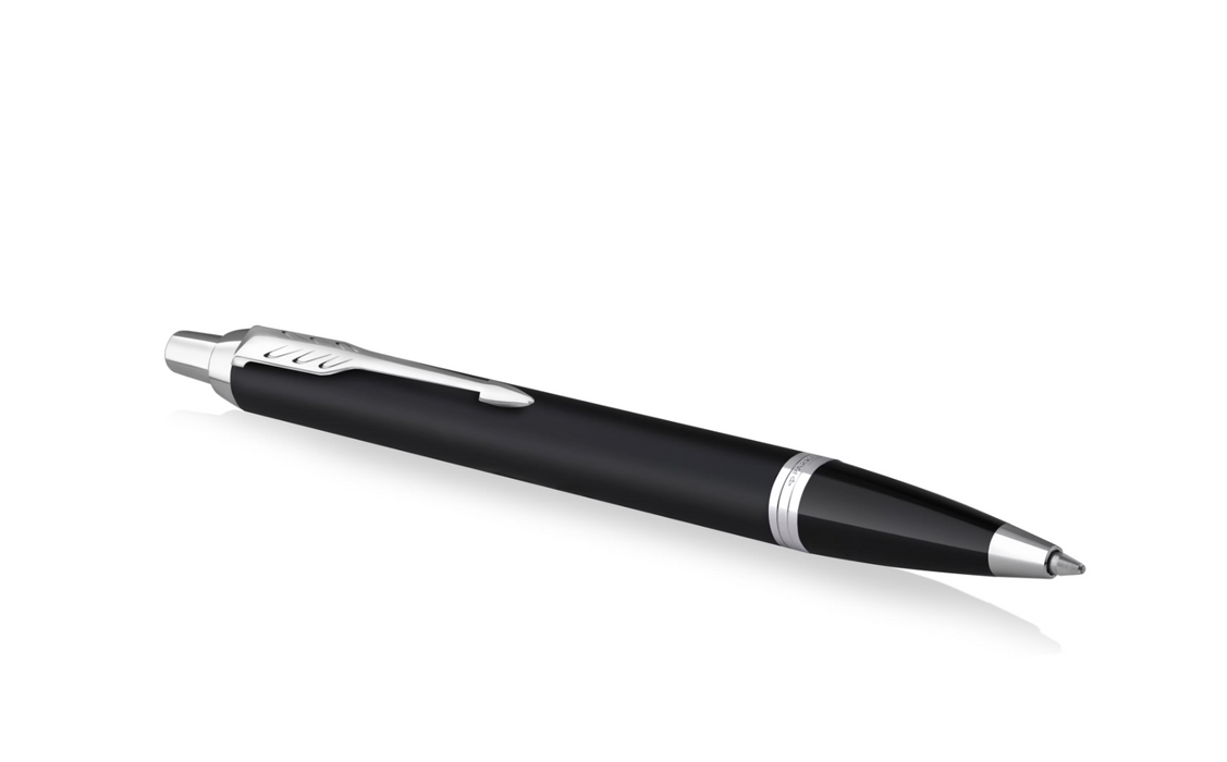 Parker Blue Ink, Matte Black Lacquer & Chrome Trim Pens Parker IM Ballpoint Pen