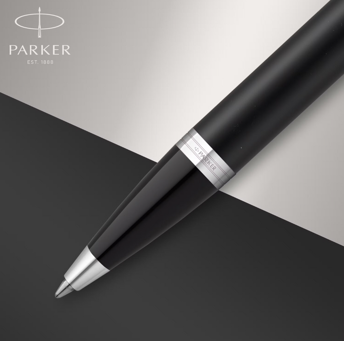 Parker Blue Ink, Matte Black Lacquer & Chrome Trim Pens Parker IM Ballpoint Pen