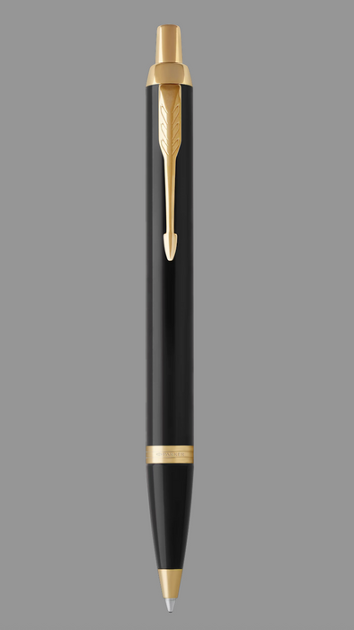 Parker Pens Blue Ink, Lacquer Black & Gold Trim PARKER IM Ballpoint Pen