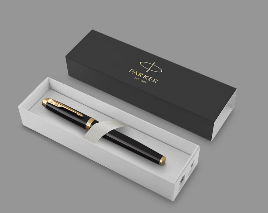 Parker Pens Blue Ink, Lacquer Black & Gold Trim PARKER IM Ballpoint Pen