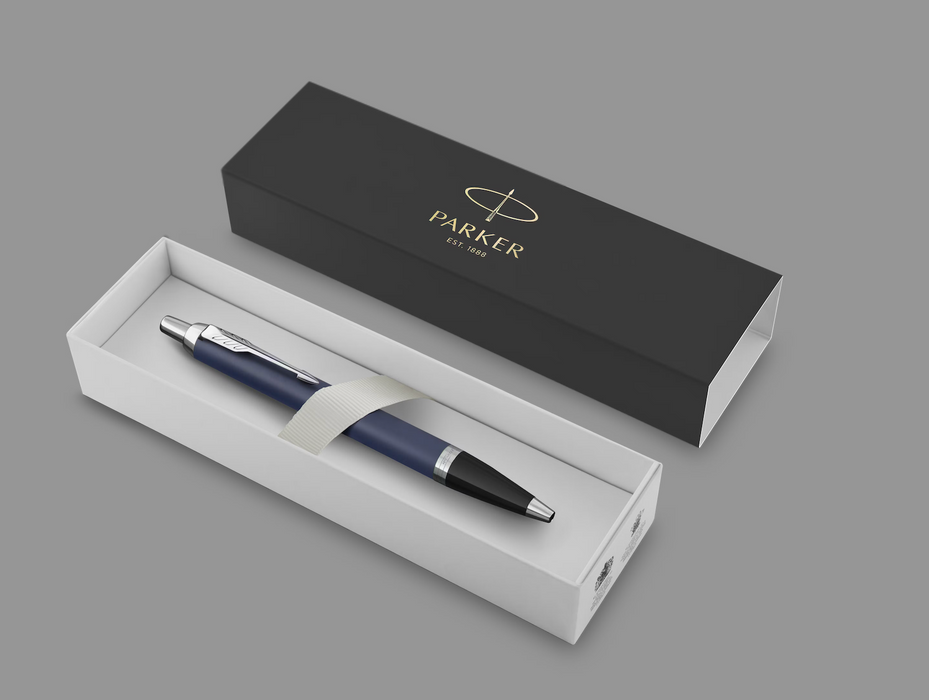 Parker Pens Blue Ink, Matte Blue & Chrome Trim PARKER IM Ballpoint Pen