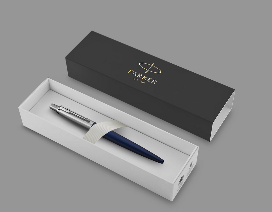 Parker Pens  Blue Ink, Royal Blue & Chrome Trim Jotter Ballpoint Pen