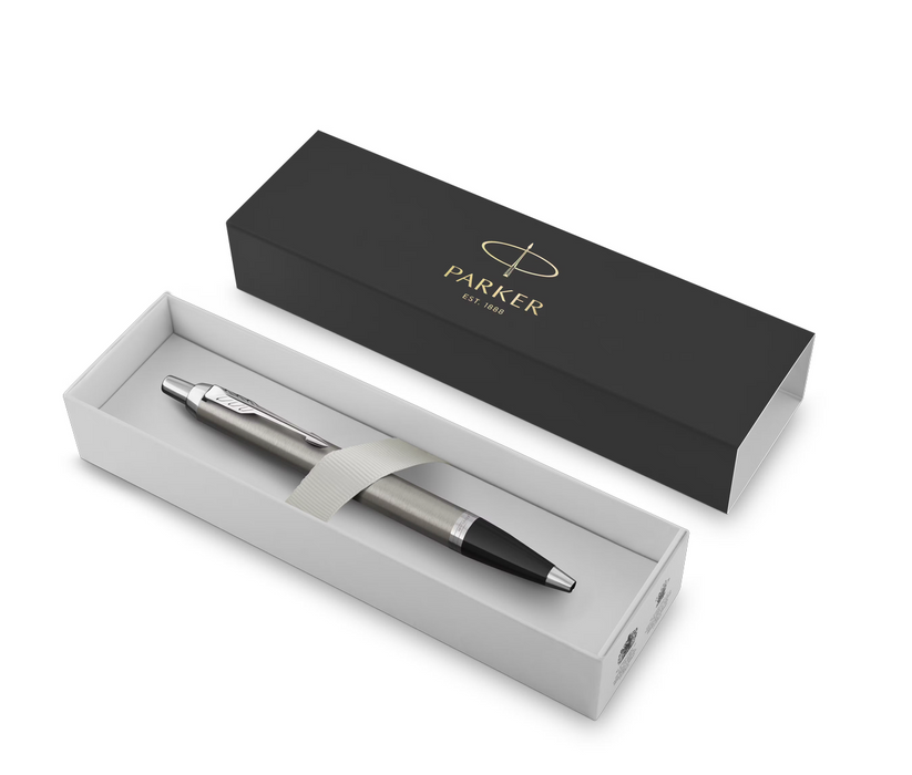 Parker Pens Blue Ink, Stainless Steel Lacquer & Chrome Trim Parker IM Ballpoint Pen