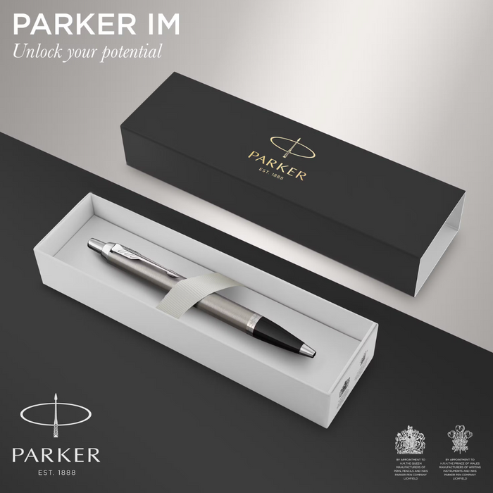 Parker Pens Blue Ink, Stainless Steel Lacquer & Chrome Trim Parker IM Ballpoint Pen