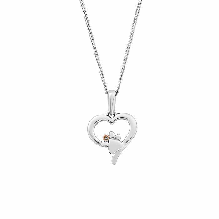 Clogau Paw Prints Sterling Silver Heart Pendant with Topaz