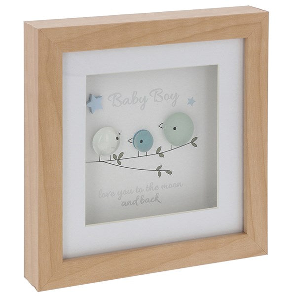 Pebble Glass Square Plaque Baby Boy