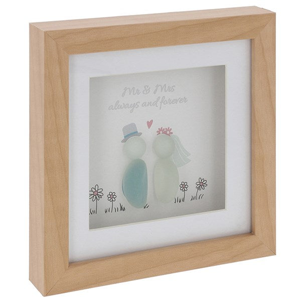 Pebble Glass Square Plaque Mr & Mrs