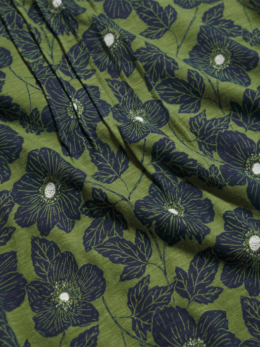 Seasalt Women's Penhollow Organic Cotton Printed Top In Anemone Sketch Cedar Green