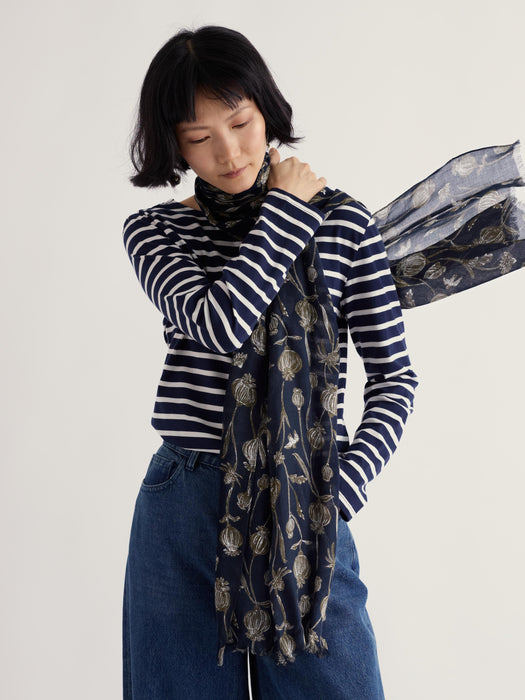 Seasalt Women's Pentillie Scarf In Paint Texture Maritime