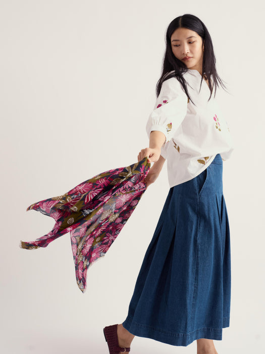Seasalt Women's Pentillie Scarf In Sketchbook Blooms Rosa
