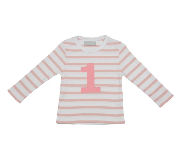 Bob & Blossom Number 1 T-shirt Pink & White Striped