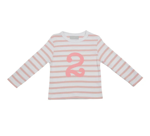 Bob & Blossom Number 2 T-shirt Pink & White Striped
