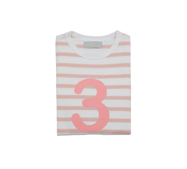 Bob & Blossom Number 3 T-shirt Pink & White Striped