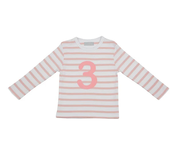 Bob & Blossom Number 3 T-shirt Pink & White Striped