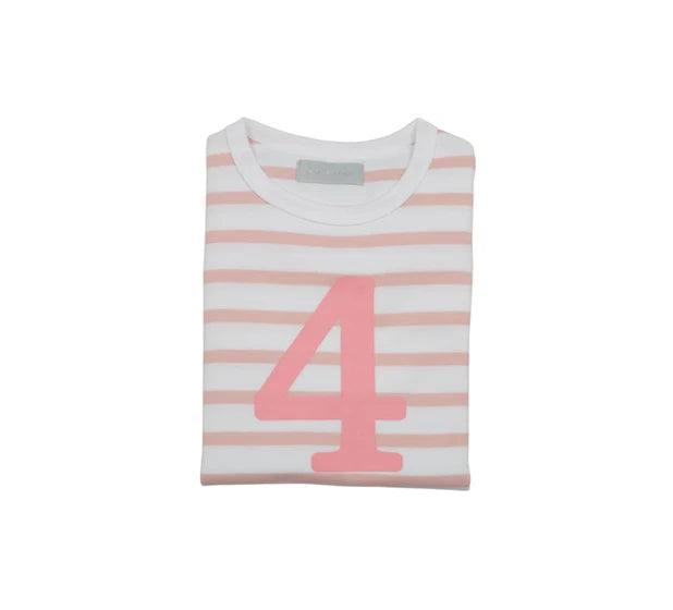 Bob & Blossom Number 4 T-shirt Pink & White Striped