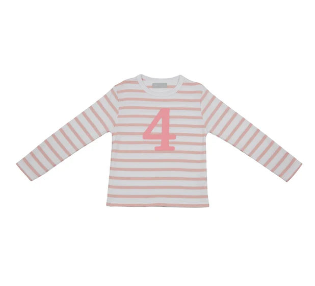 Bob & Blossom Number 4 T-shirt Pink & White Striped