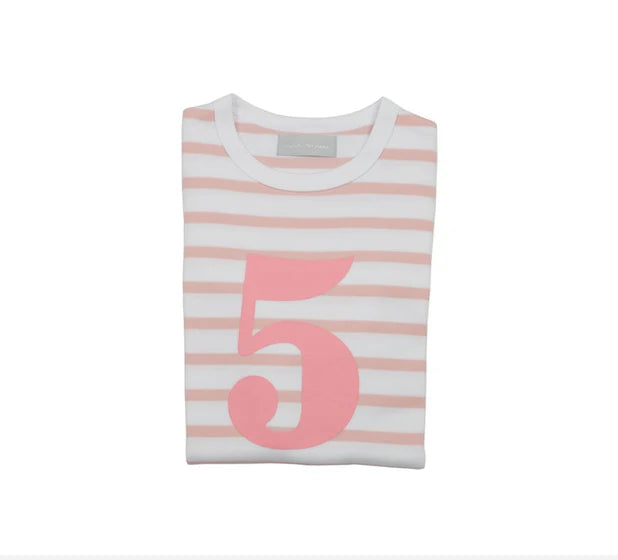 Bob & Blossom Number 5 T-shirt Pink & White Striped
