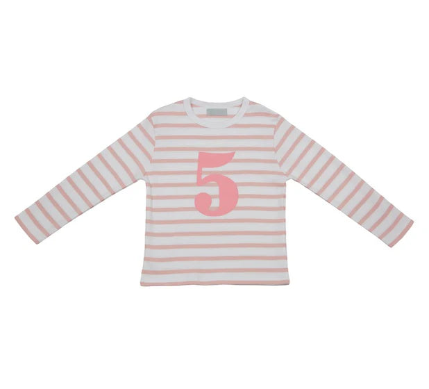 Bob & Blossom Number 5 T-shirt Pink & White Striped
