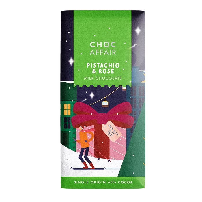 Choc Affair Pistachio & Rose Milk Chocolate