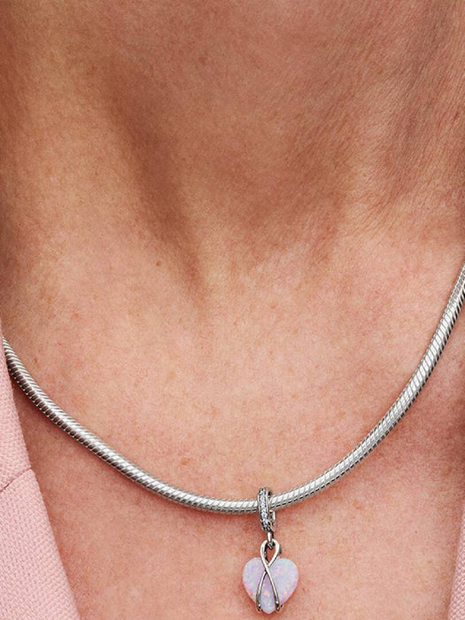 Pandora Mum Opalescent Heart Dangle Charm Sterling Silver