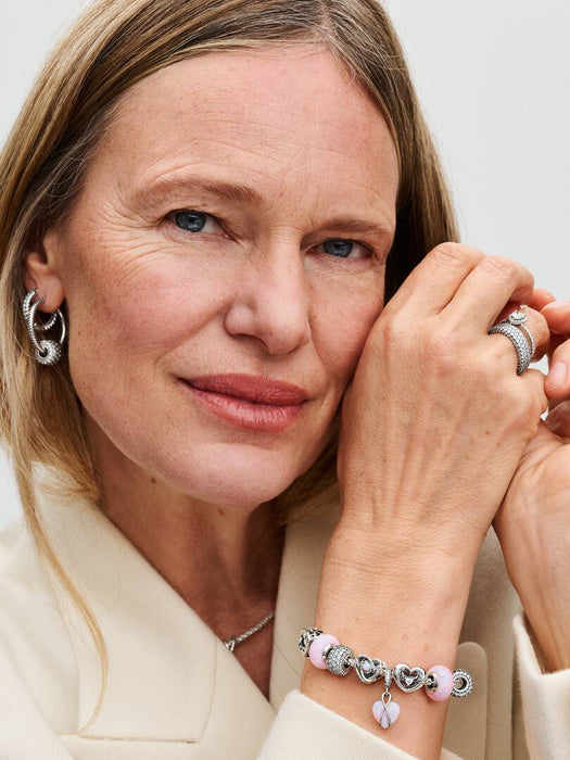 Pandora Mum Opalescent Heart Dangle Charm Sterling Silver