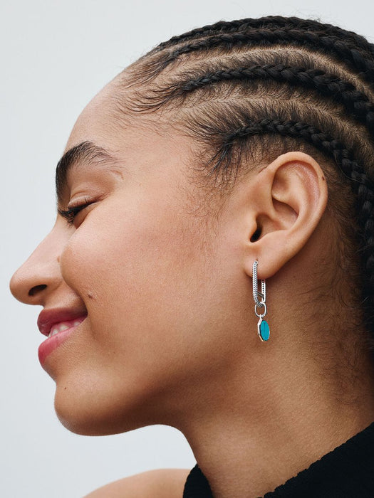 Pandora Turquoise-coloured Engravable Mini Medallion Charm Sterling Silver