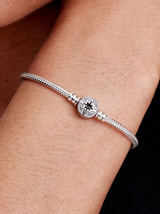 Pandora North Star Clasp Snake Chain Bracelet Sterling Silver