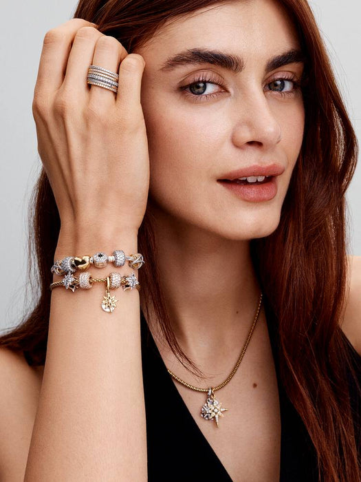 Pandora North Star Clasp Snake Chain Bracelet Sterling Silver