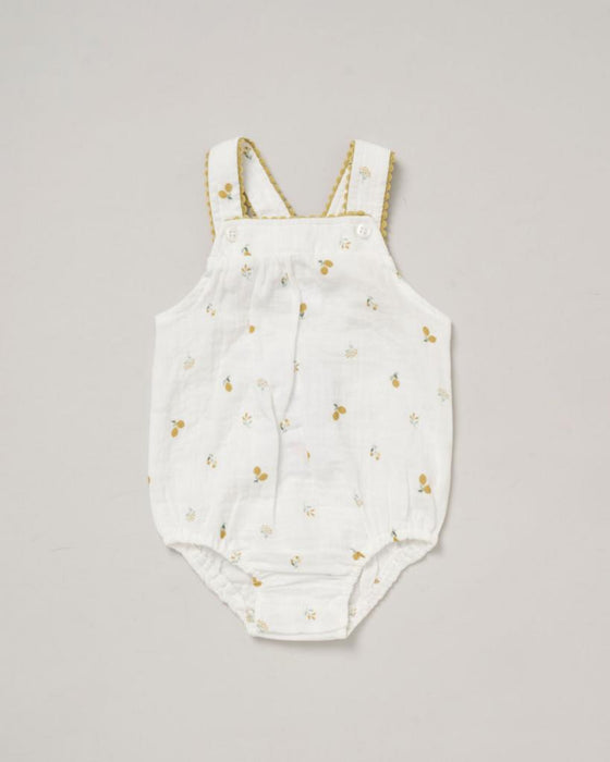 Elizabeth Anne Muslin "Lemons" Romper And Hat