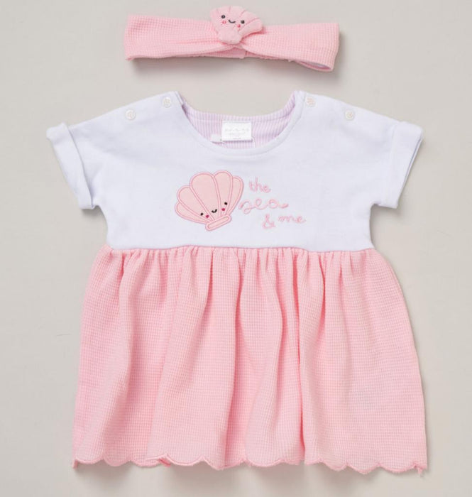 Rock-a-Bye Baby Seashell Waffle Dress & Headband