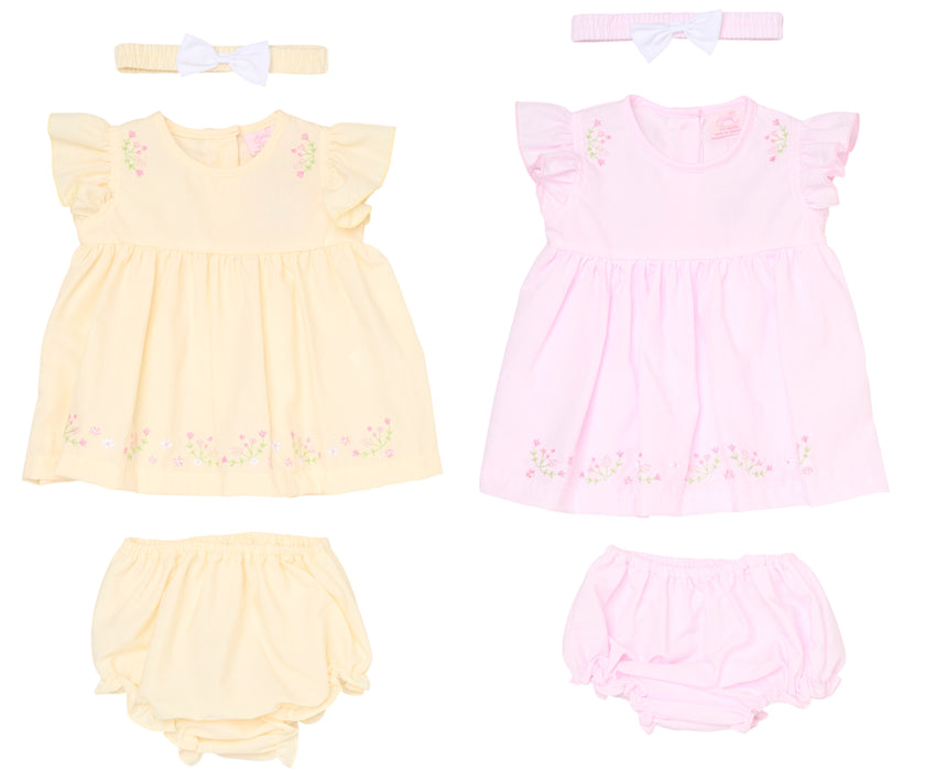 Elizabeth Anne Floral Dress Set Pink Or Yellow