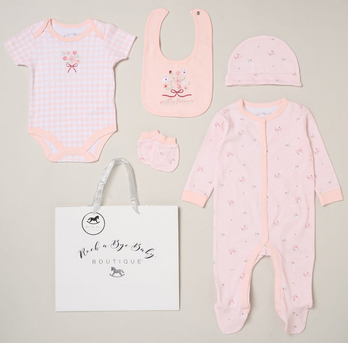 Elizabeth Anne "Pretty Flowers" 5 Piece Layette Set