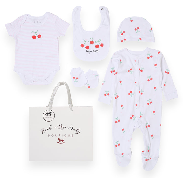 Elizabeth Anne Cherries 5 Piece Layette Set