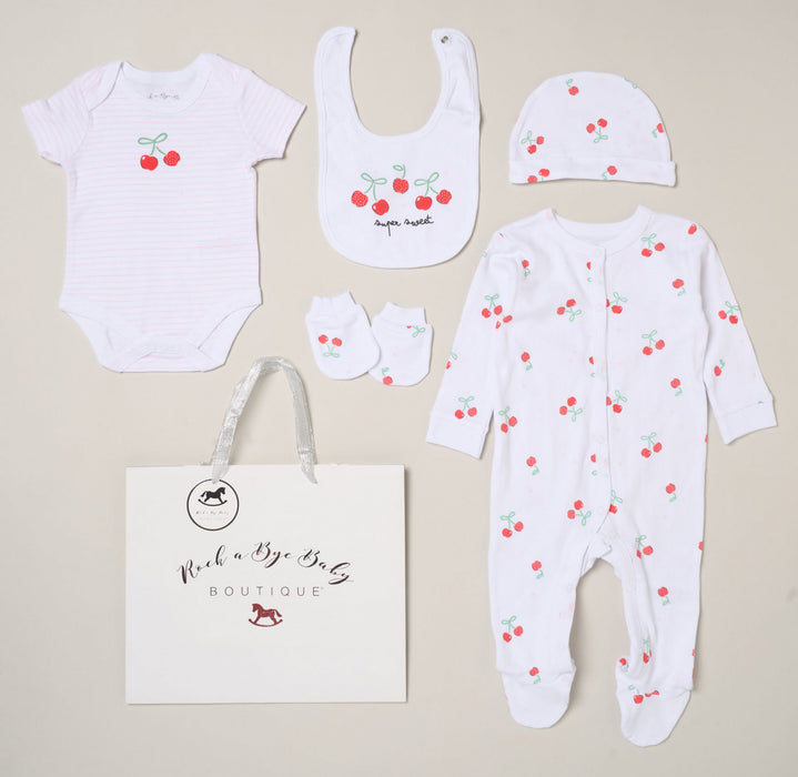 Elizabeth Anne Cherries 5 Piece Layette Set
